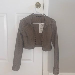 Zara Plaid Cropped Blazer